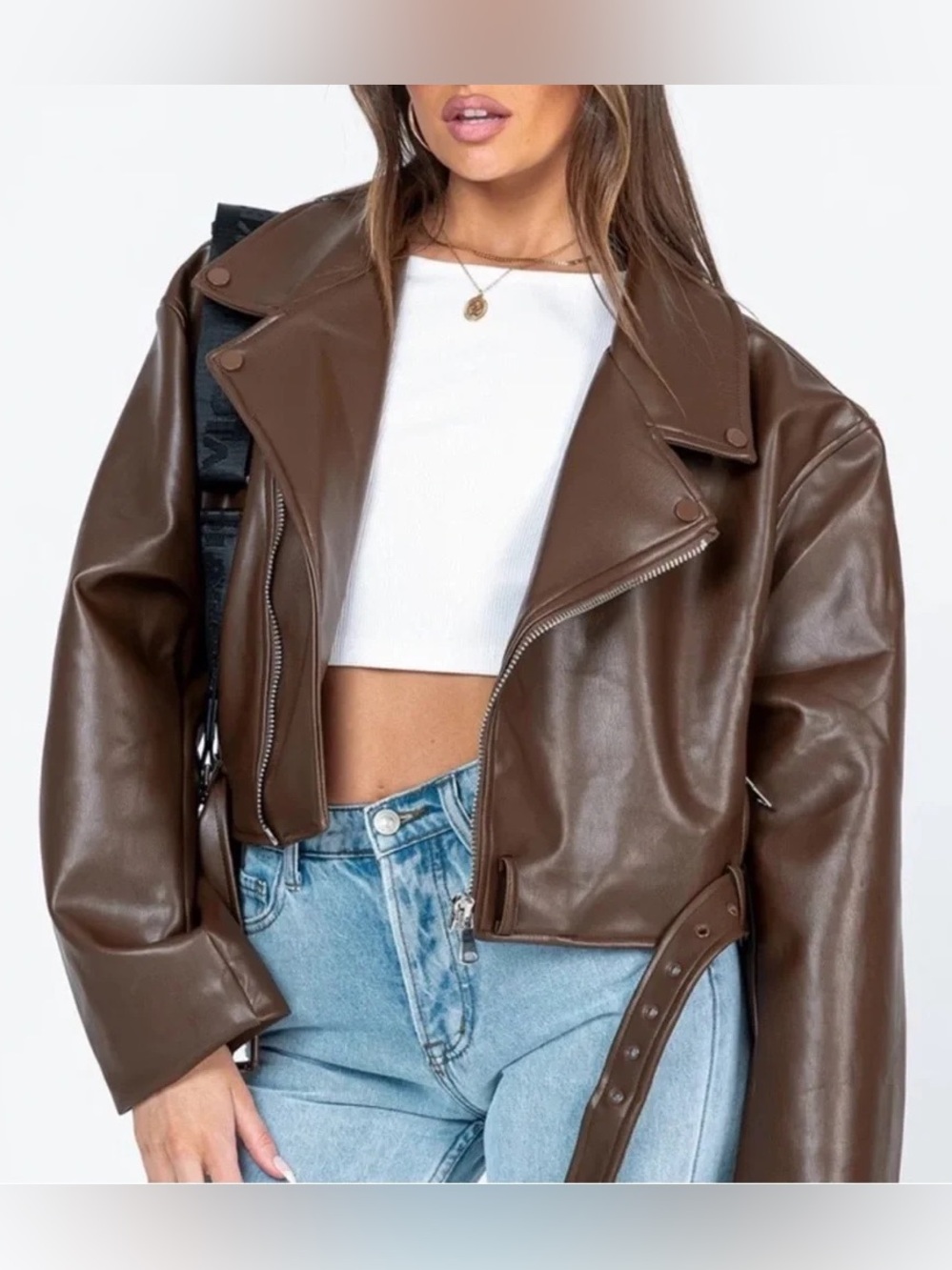 NWT - Lioness - Staten Island Faux Leather Brown Jacket